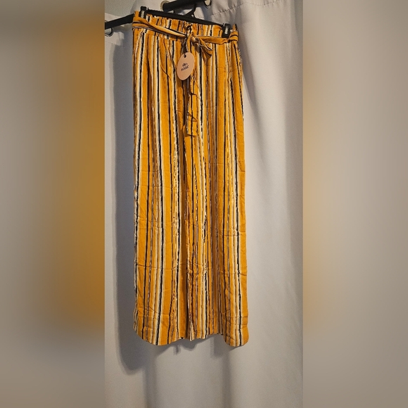After Market Pants - Striped Yellow Wide Leg Pants